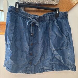 Universal Thread Blue Denim Button-Front Drawstring Skirt